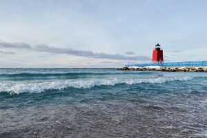 lake michigan, water, lighthouse