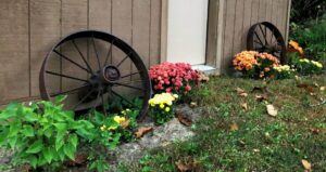 iron wheels, farm treasures