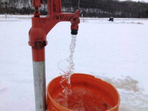 winter, water, hydrant
