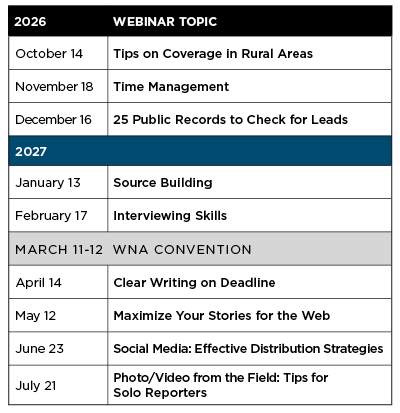 Wednesday Webinar Schedule